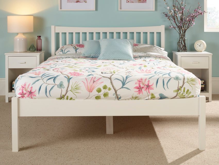 Grace Opal White Wooden Bed Frame