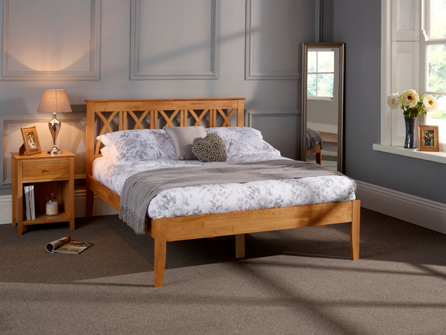 Victoria Honey Oak Wooden Bed Frame