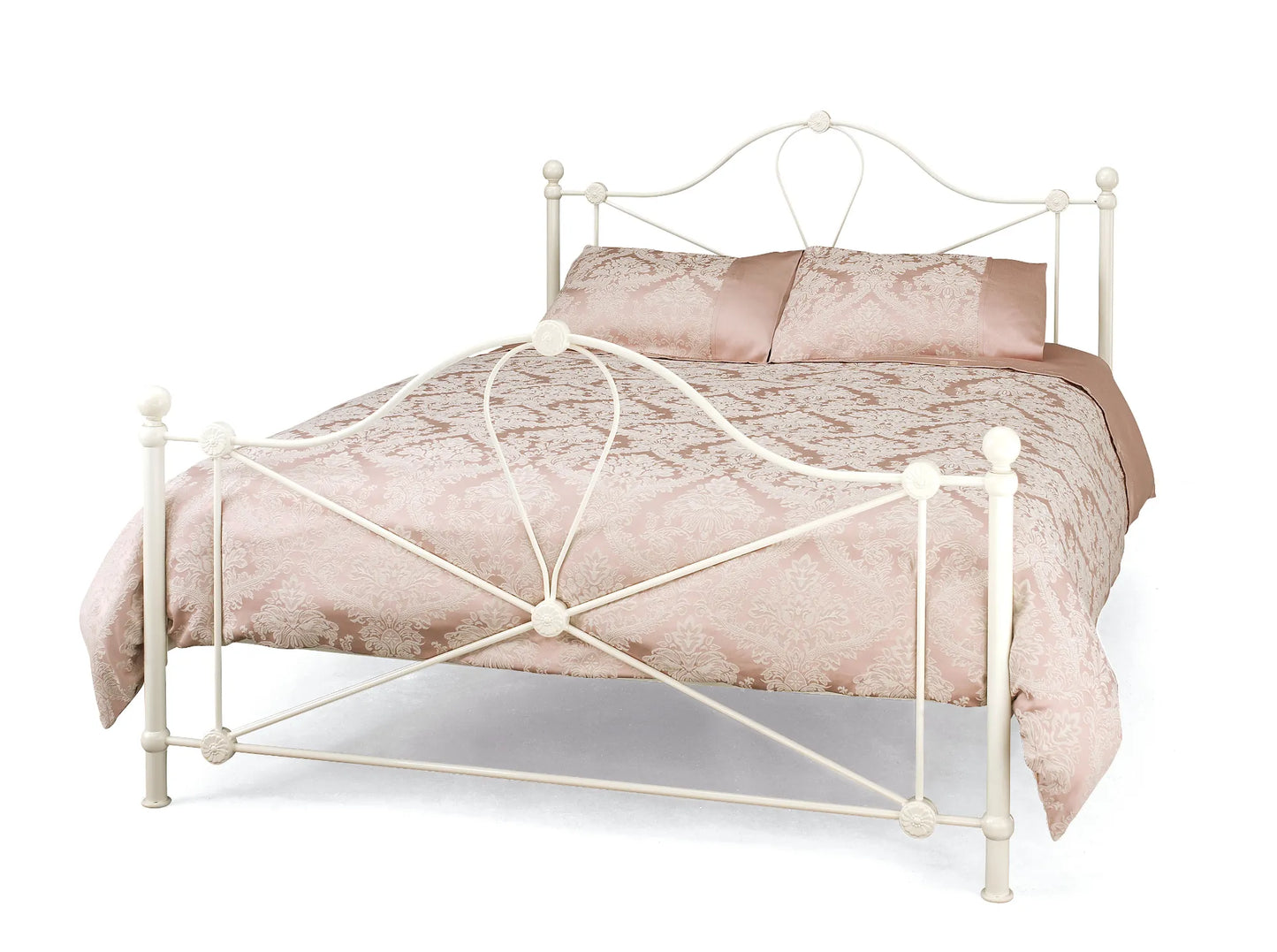 Elegance Ivory Gloss Metal Bed Frame